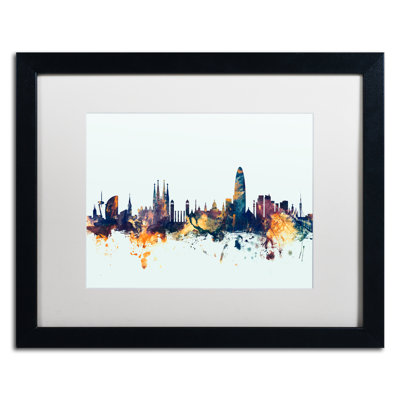 « barcelone espagne horizon blue », impression encadrée