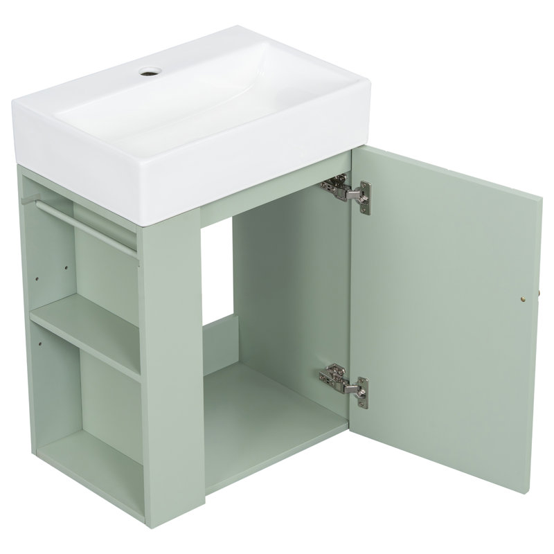 Meuble-lavabo 20 po avec lavabo en céramique, Vert