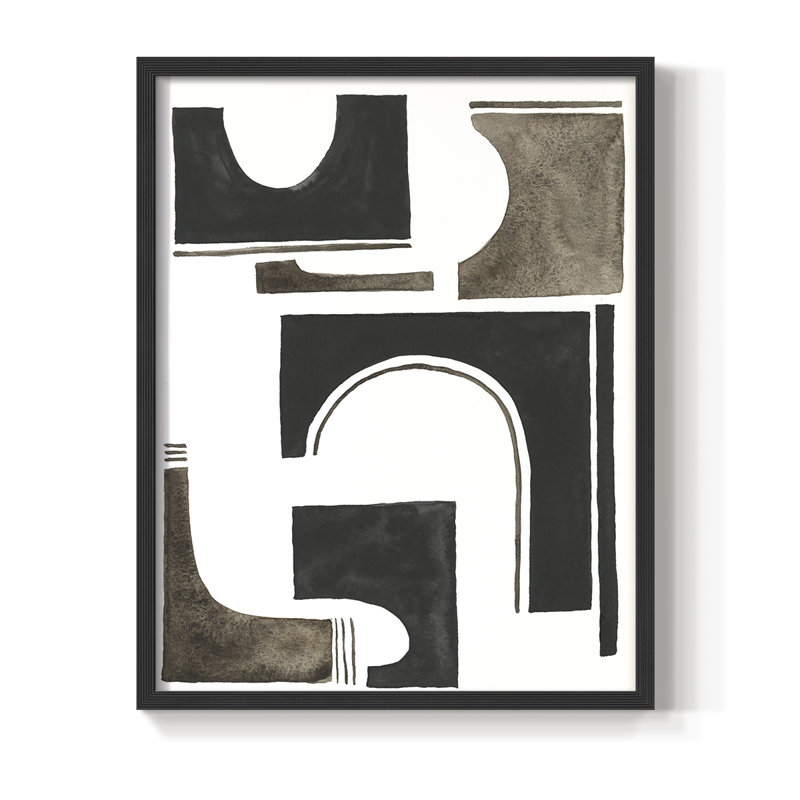 Midway II, reproduction encadrée - bois massif, H 30 po x l 24 po, Noir, noir, noir, noir