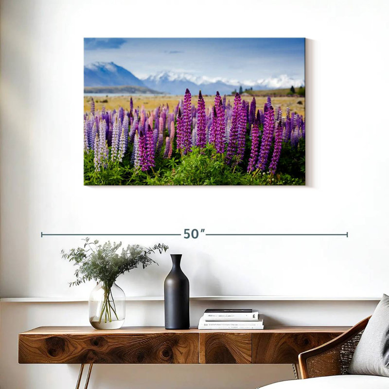 Harnek en fleurs mauves, H 24 po x l 36 po