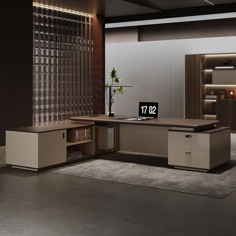 Bureau de direction 94,49 "brun simplifié de luxe, H 29,53 po x l 94,49 po x P 62,99 po