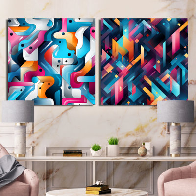 Cylis - Ensemble de 2 collages carrés abstraits