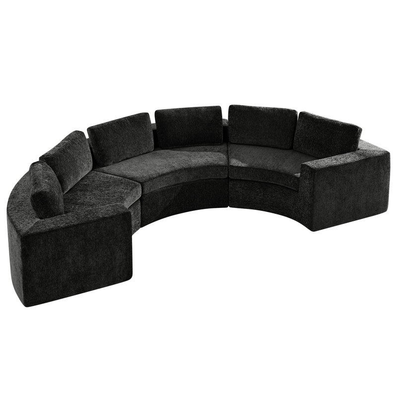 Canapé modulaire courbé Boneless, 4 à 12 places avec accoudoirs larges de 8,47 po, aucun assemblage requis, Noir, 6
