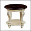 Table de bout ronde 22 pouces à deux tons, table d'appoint en bois massif avec tablette, parfaite pour le salon et la décoration d'angle