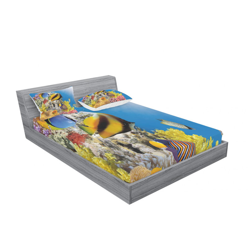 Ensemble de draps Colony on a Reef Top in Red Sea, Ensemble de draps pour lit double avec un drap-hou