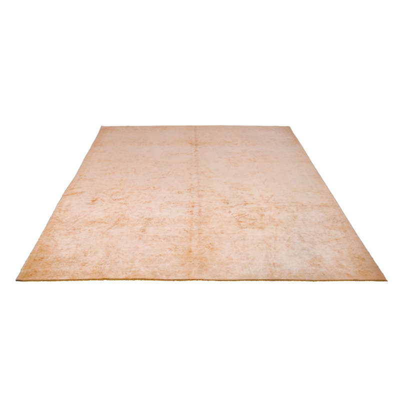 Tapis Oushak turc rétro fait à la main 9 x 12 beige et brun Anatolian