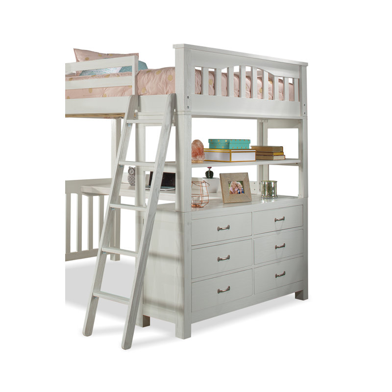 Lit mezzanine avec bureau Mateo, Double, Blanc