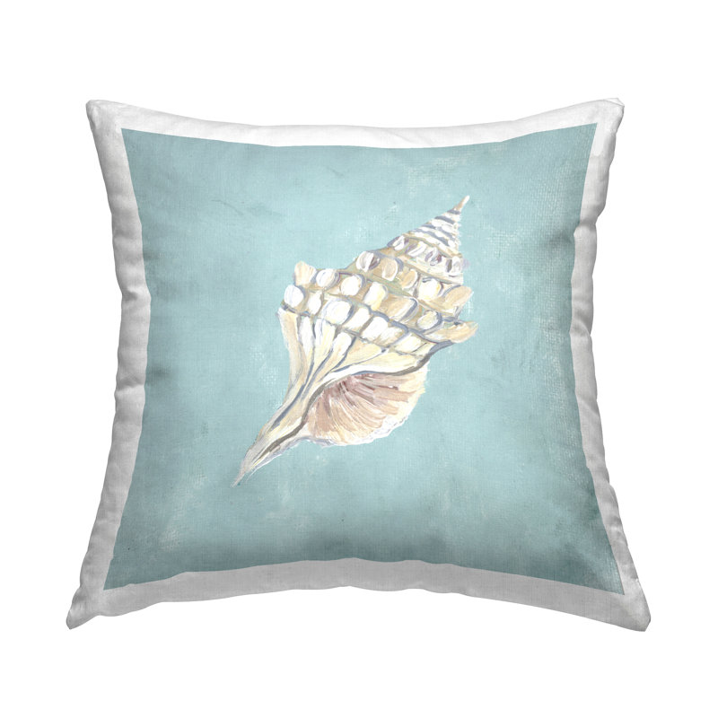 Coussin décoratif abstrait Abstract Conch on Blue par Julie DeRice