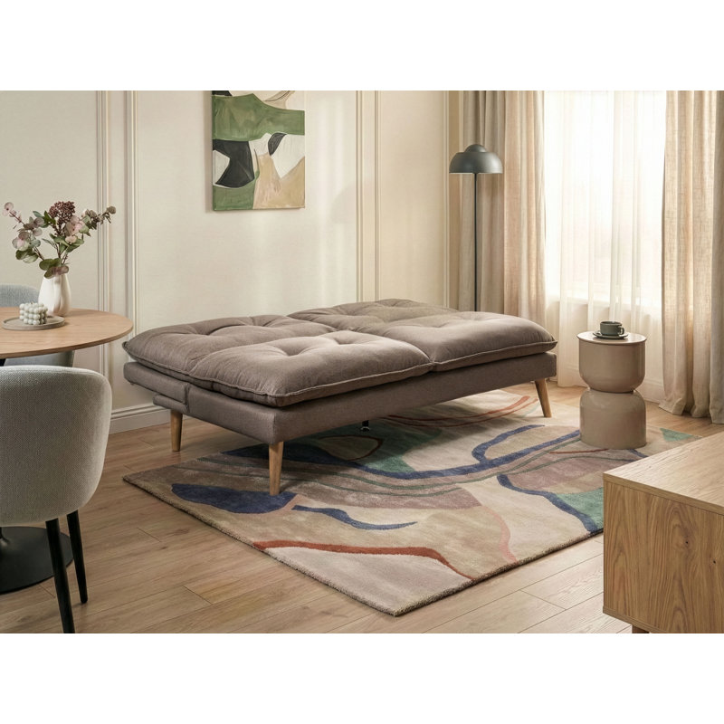178cm Upholstered Sofa Bed, Brown Fabric