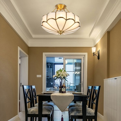 Kennyth Vintage Glass Semi Flush Mount Ceiling Light