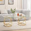 Table basse 31,50 "avec cadre en métal et verre trempé transparent-131235152