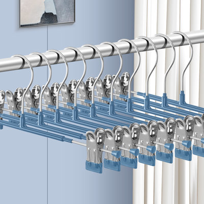 12Inch Metal Pants Hangers with Clips 20 Pack Adjustable Skirt Hangers for Women Non-Slip Trousers Hanger for Jeans Clothes Hangers for Pants Heavy Duty Space Saving Shorts Hangers