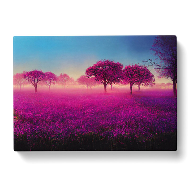 Creative Bluebell Field Sunrise - Wrapped Canvas, 40cm H x 60cm W x 3cm D