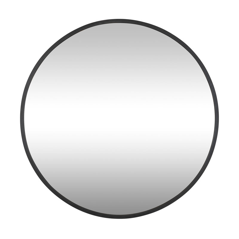 Cottage Round Wall Mirror, Black