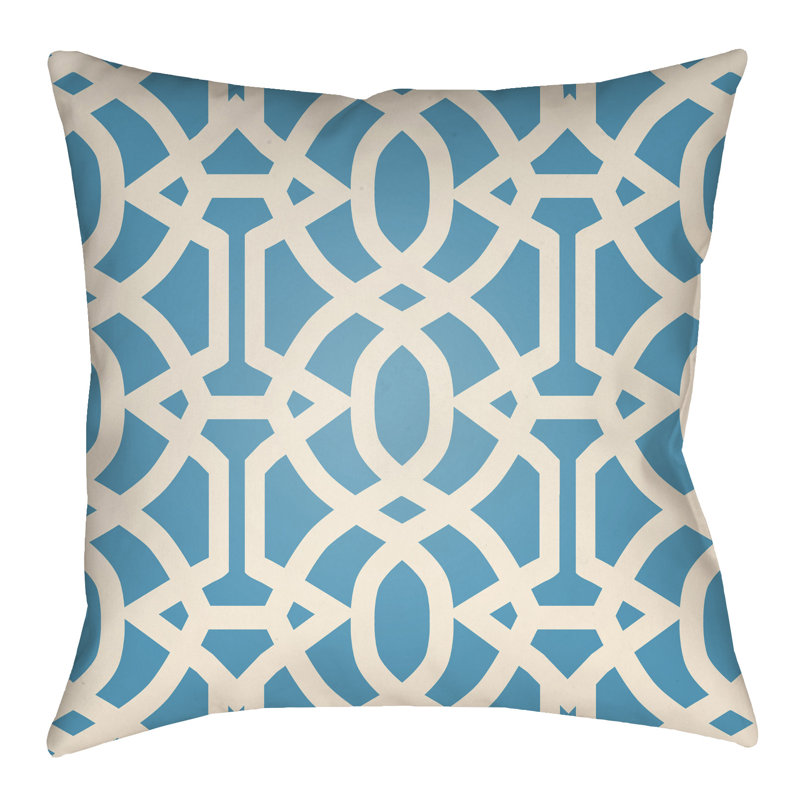 Litchfield Massey Geometric Outdoor Throw Pillow, 18" x 18", Aqua/Ivory