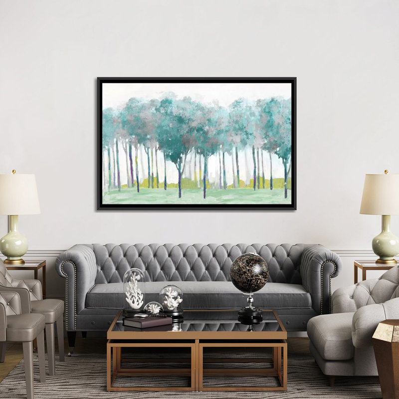 « Argent » par Allison Pearce, reproduction d’art, H 40 po x l 60 po x 1,5 po, Toile avec cadre noir, Pas de tapis
