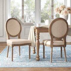 CO-Z King Louis XVI Upholstered Dining and Side Chairs, Set of 2, Size: Brown & Beige