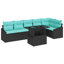 Ensemble de canapé de jardin Vidaxl 7 pièces noir et turquoise 100 x 55 x 73 cm