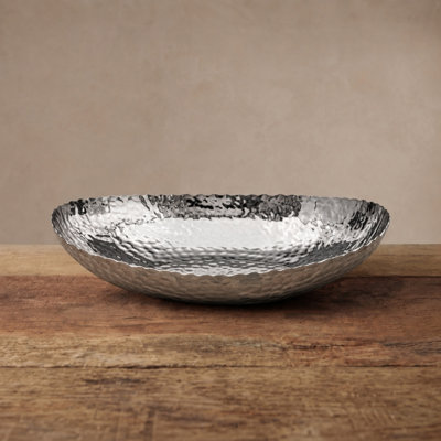 Hand Hammered Metal Decorative Centerpiece Fruit Bowl for Kitchen Counter, 12.75 inch