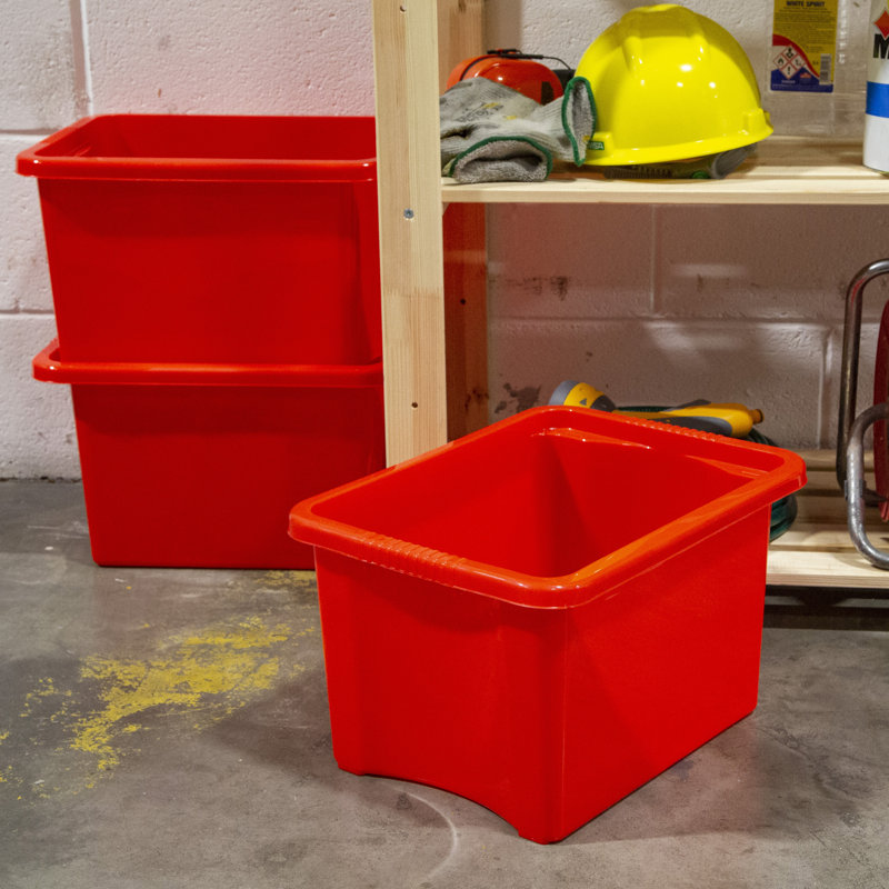Wham Stack & Store 24L Plastic Organiser Box, Red