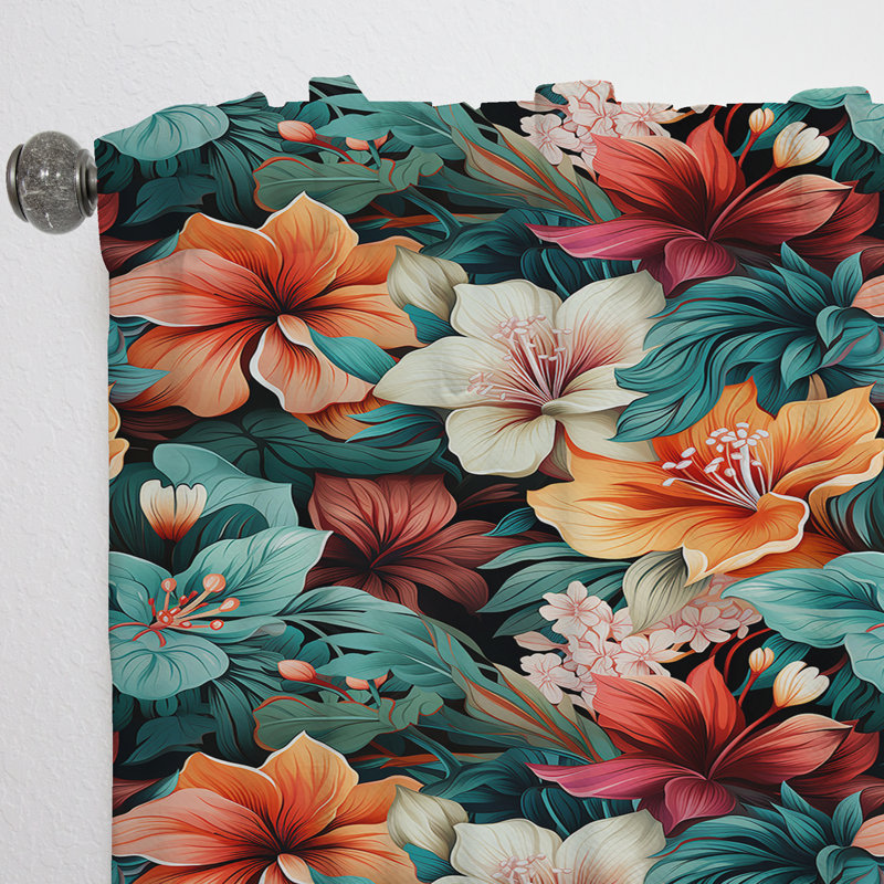 Tropical Essence - motif tropical I - rideau en velours tropical - obscurcissant - 1 panneau, L 52 po x L 108 po