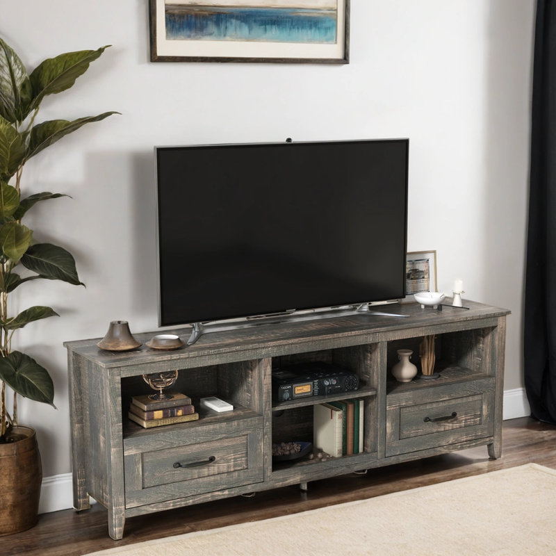 Meuble télé 70,87 po avec tiroirs, Dark Grey