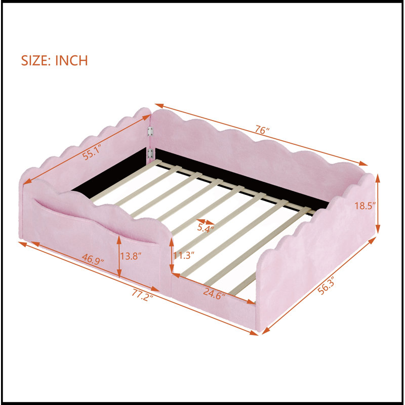 Lit double tapissier sur pied, Rose