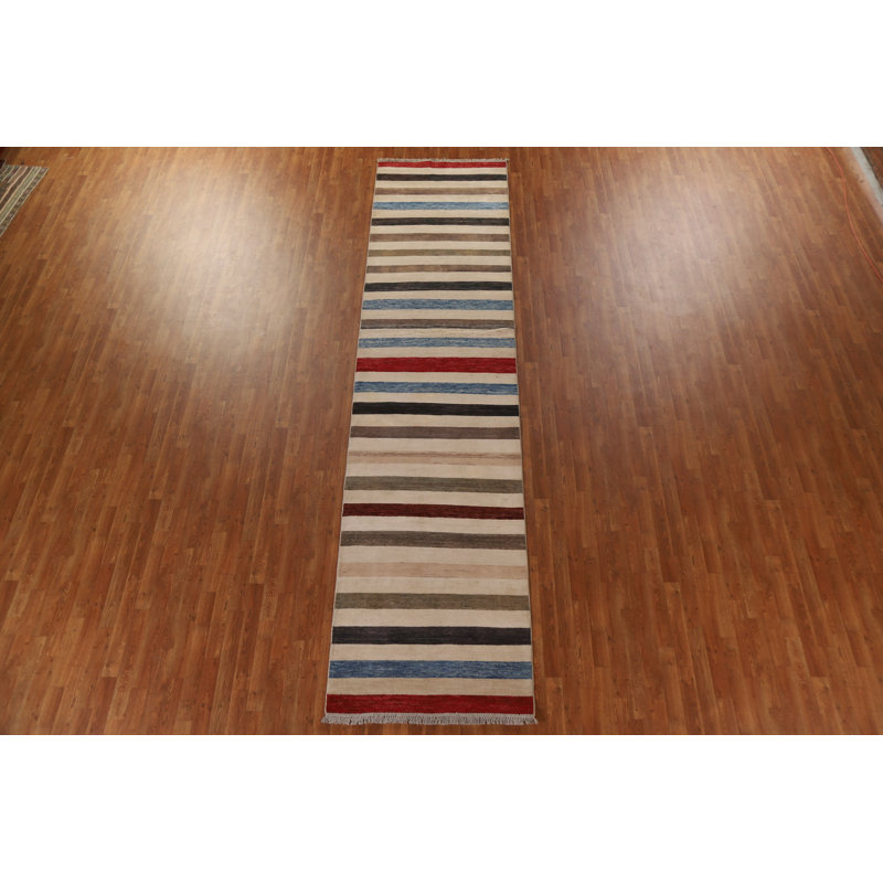 One-of-a-Kind 3'4'' X 14'1'' New Age Runner Wool Area Rug in Beige
