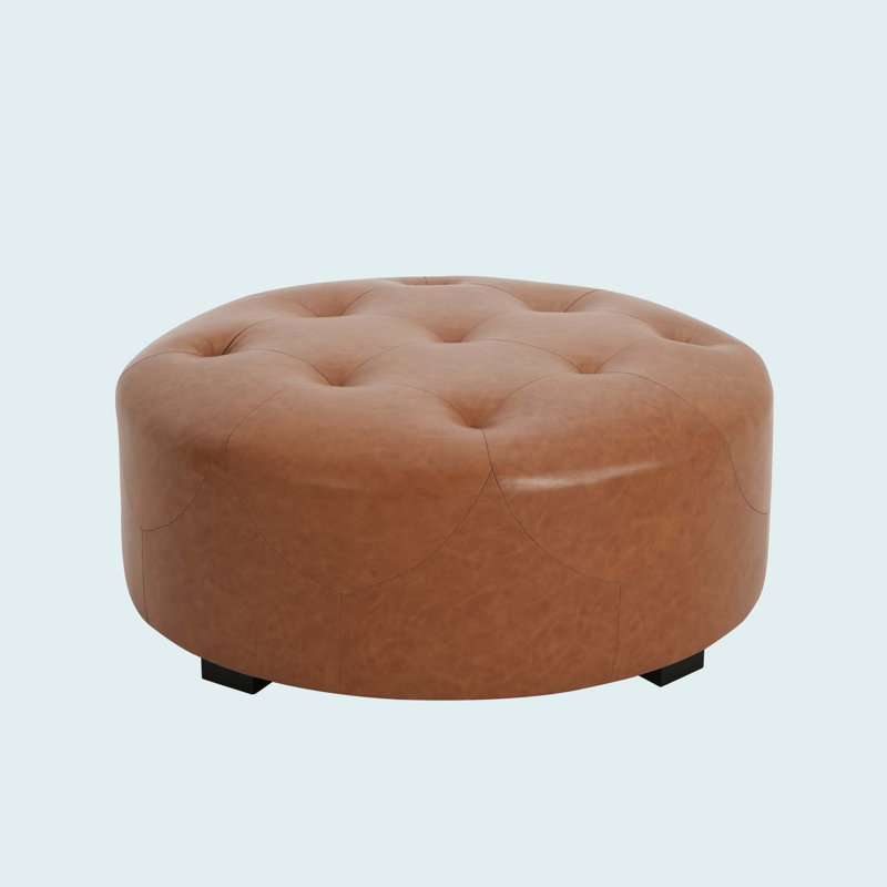 Knott Upholstered Button Tufted Round Ottoman
