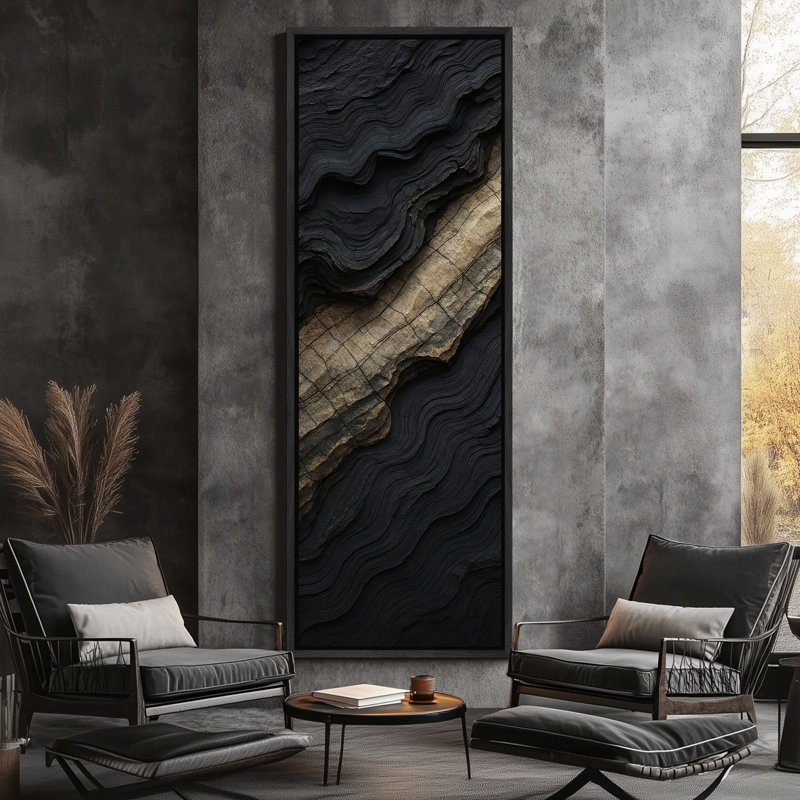 Abstrait paysage mural encadré, impression sereine inspirée de la nature pour décoration murale moderne, H 60 po x l 20 po