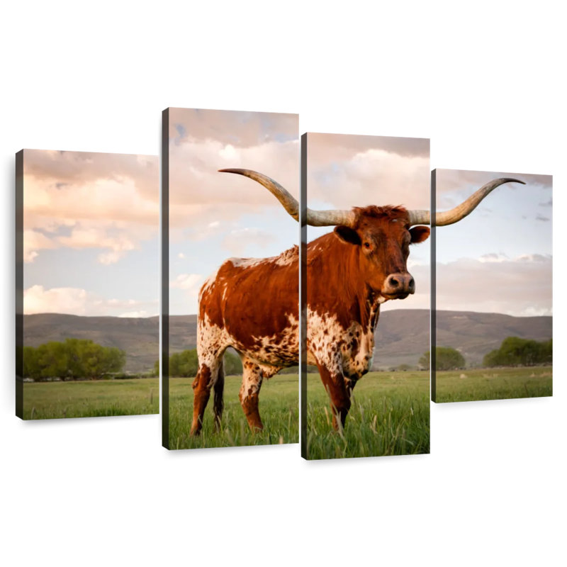 Longhorn brun du Texas, H 22 po x l 36 po