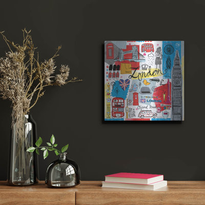 Luxe Metal Art 'Traveling London' by Farida Zaman Metal Wall Art, 12" x 12"