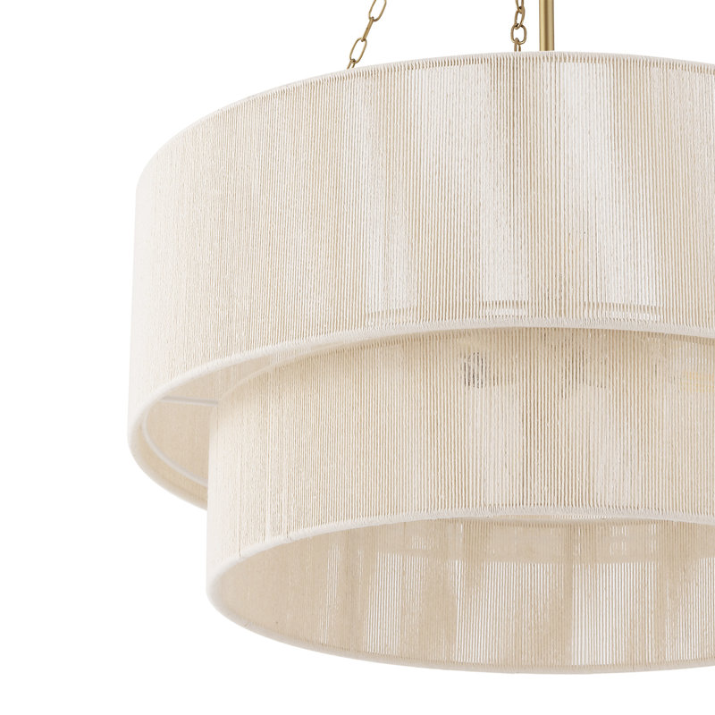 23.6" 6-Light Modern Rope Drum Chandelier, Gold
