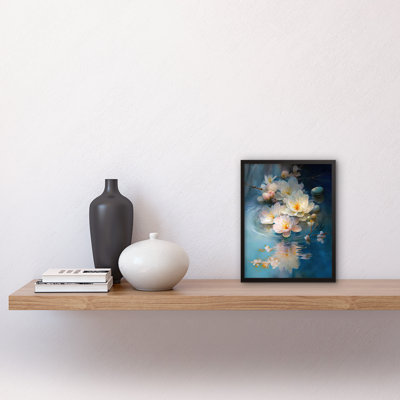 Fallen Cherry Blossom Flower Water Ripples - Single Picture Frame Print