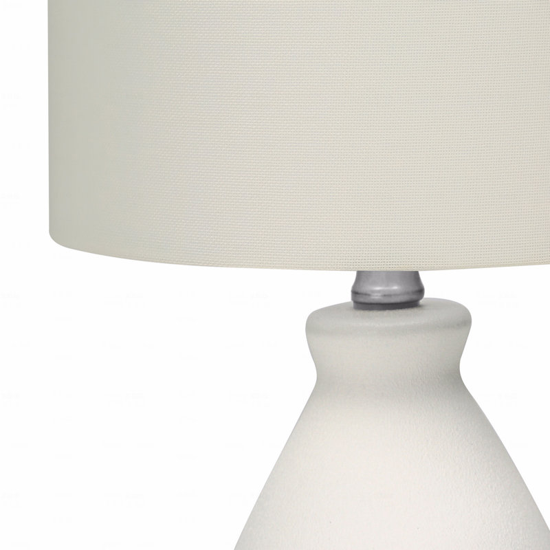 Table Lamp, 17 Inch Cream Ceramic Beehive Design, Ivory Drum Shade