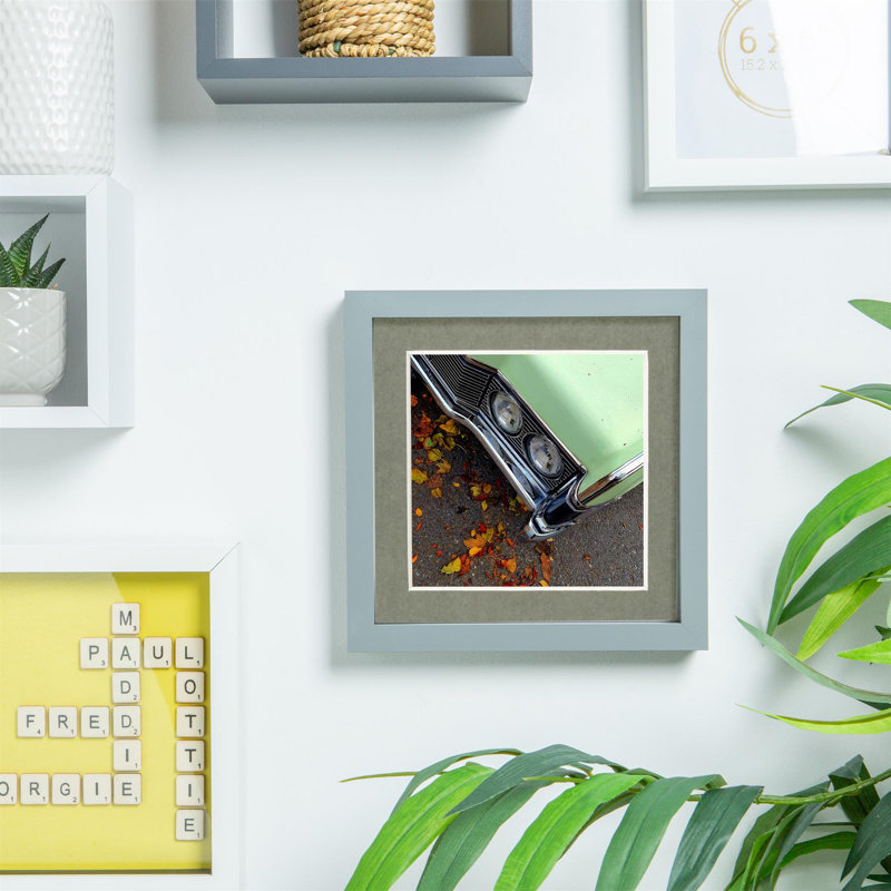3D Box Photo Frames Mounts, 4" x 4", Grey