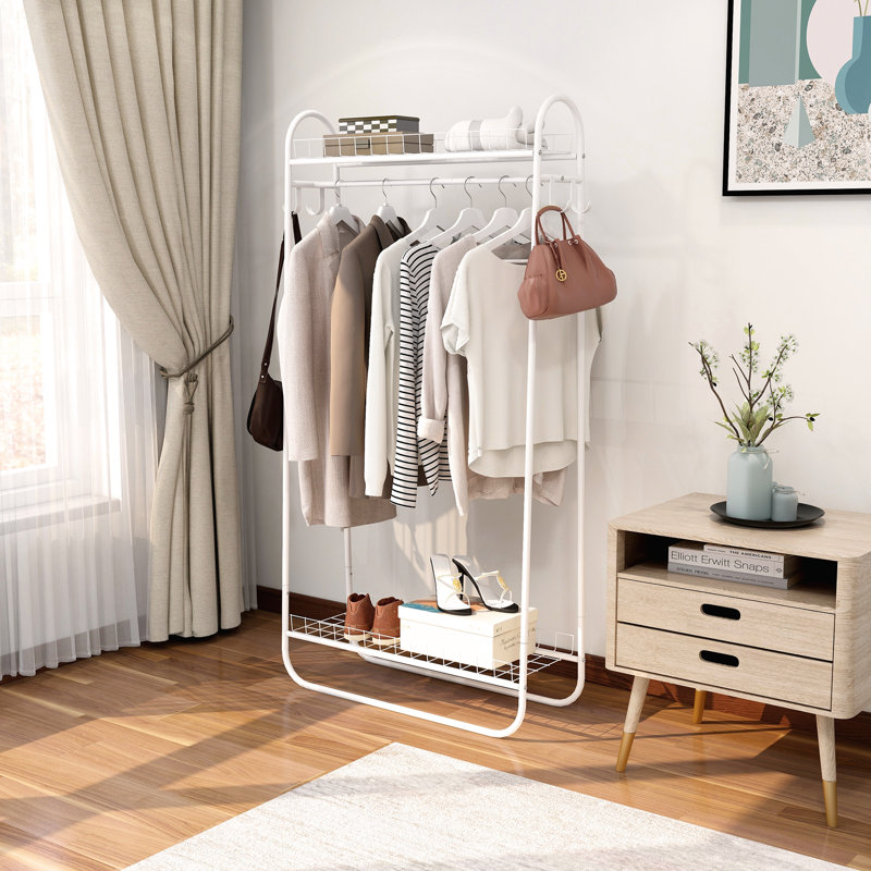 Mook 32.9'' Metal Freestanding Clothing Racks, White
