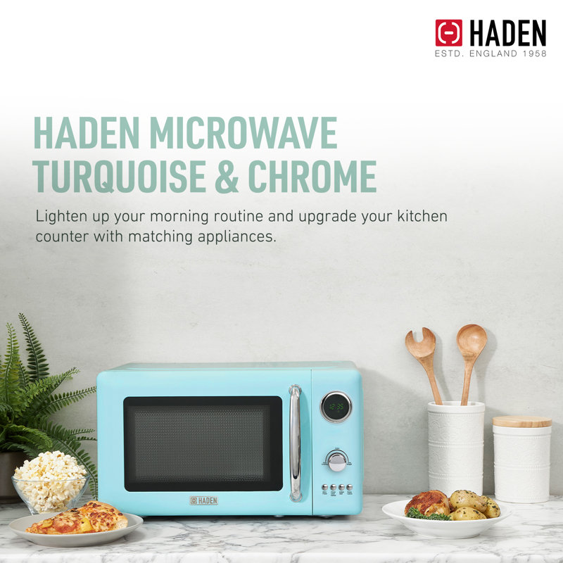 Haden 700 Watt 0.7 Cubic Foot Microwave Oven with Digital Controls, Turquoise, Blue