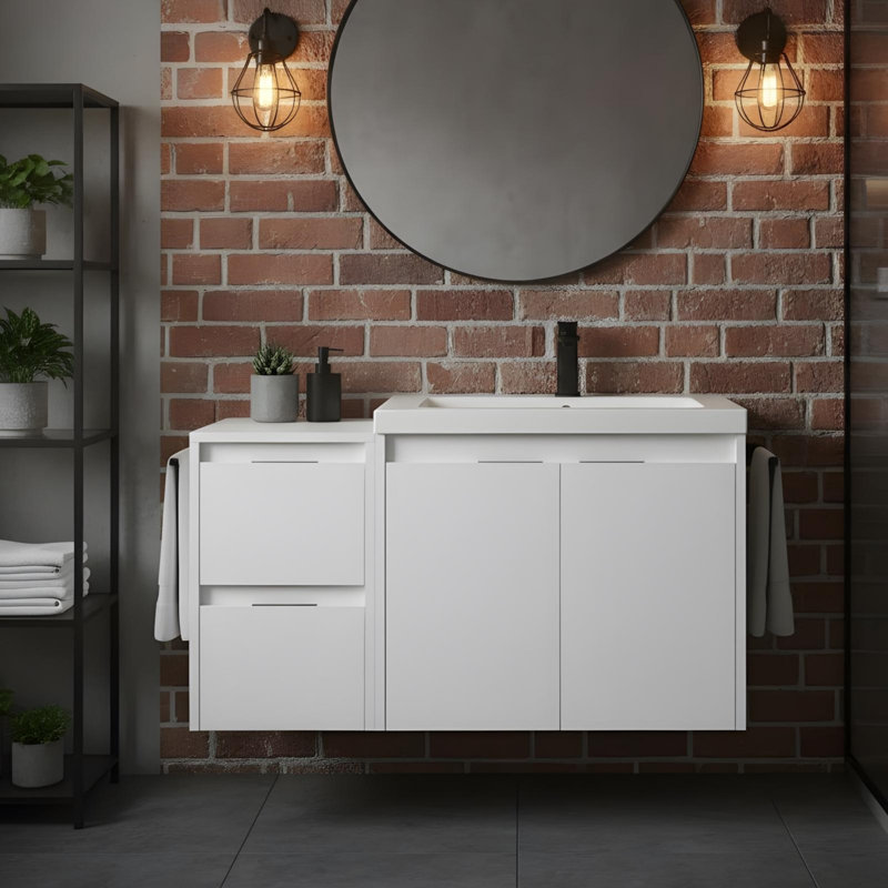 Meuble-lavabo simple 24 po avec lavabo et armoire latérale 24 po