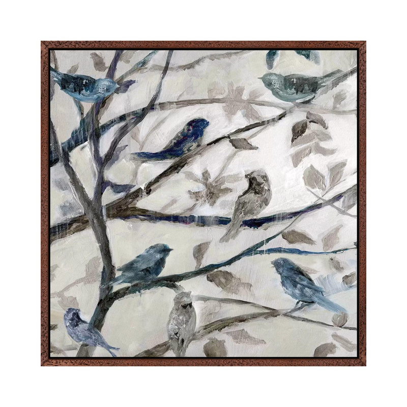 Morning Song I by Nan - Painting on Canvas, 45.72 cm H x 45.72 cm W, Classic Brown Wood Framed Canvas