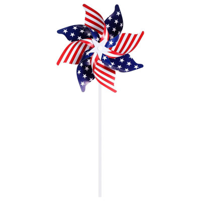 10pcs Red White And Blue 4th Of July Decorations Flag  Garden Wind Spinners Yard Outdoor Decor Memorial Day Independence Party Supplies