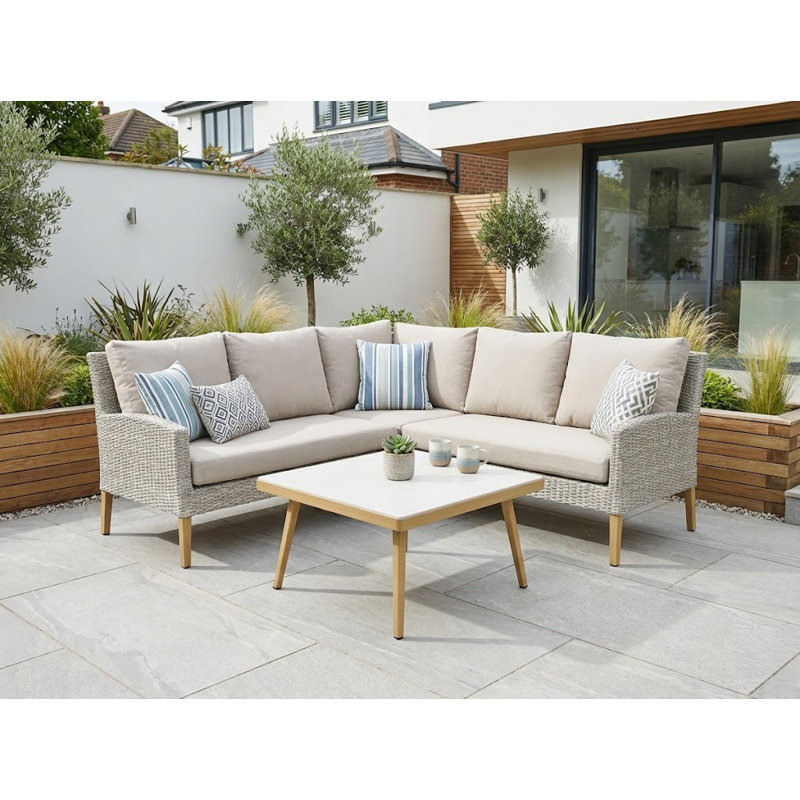 Yalden Rattan Weave Corner Set in Woodlook