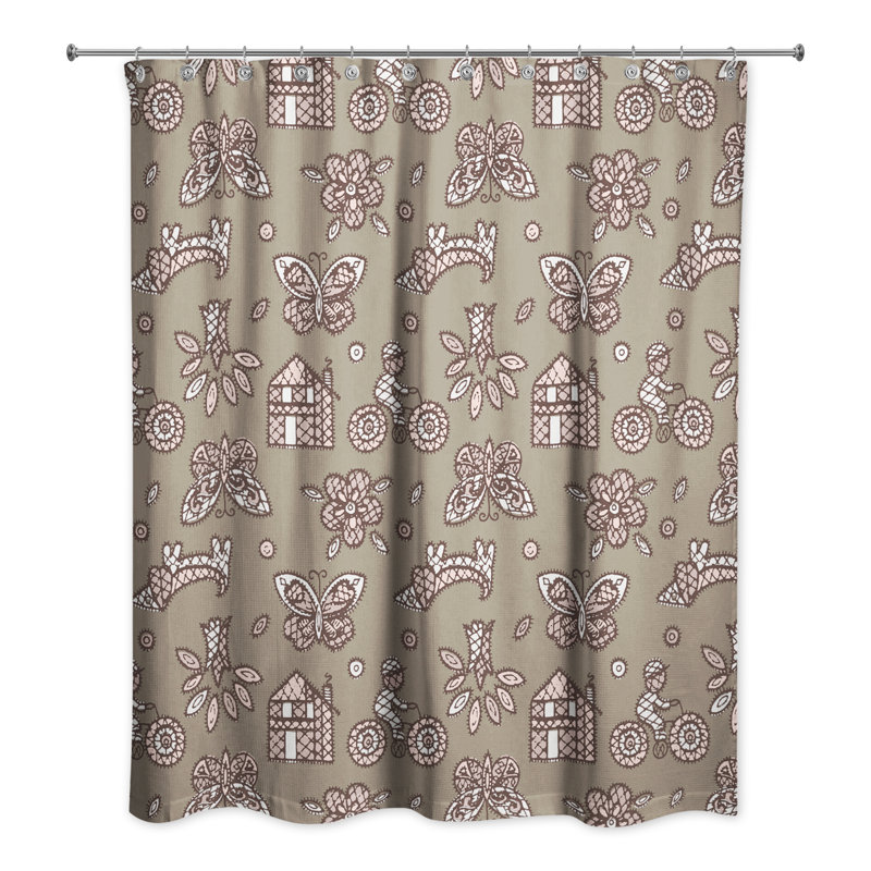Rideau de douche simple pour enfants Hamman, Brun / rose