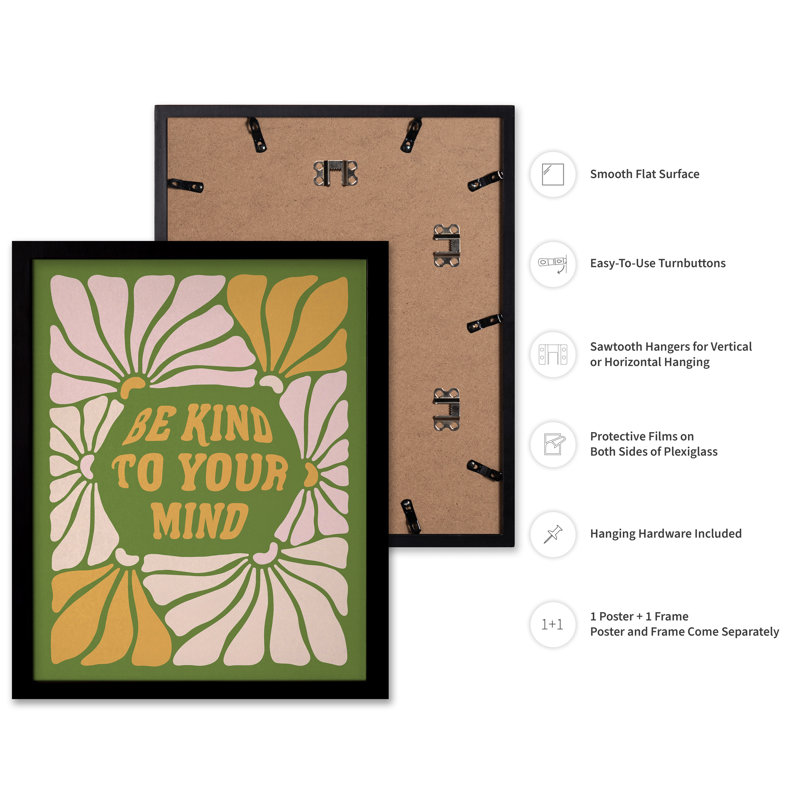 Be Kind To Your Mind No2, Black Framed, Poster, 18"H x 24"W
