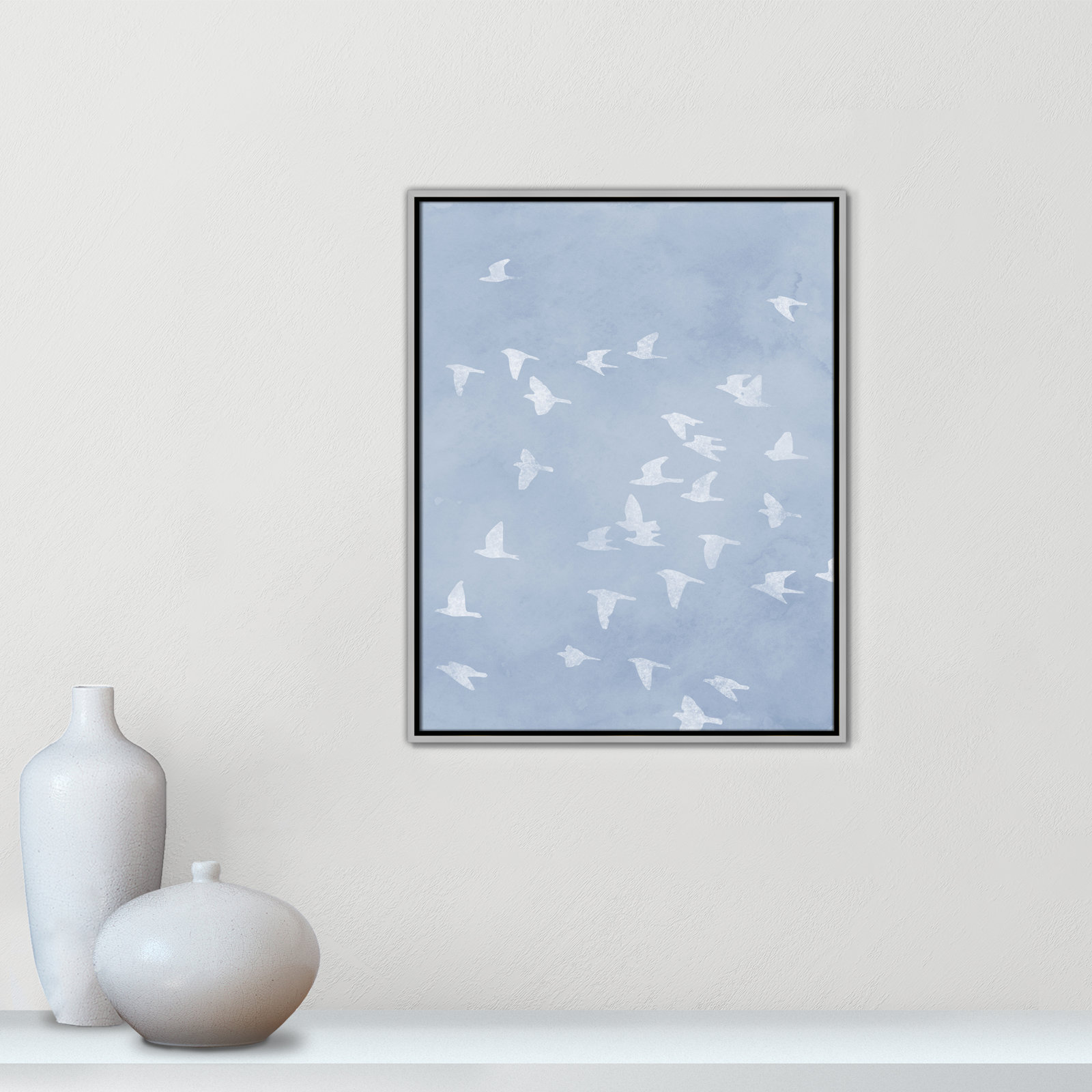 Flying Friends Print by Marcus Prime, 23.5'' W x 29.5'' H, Silver Floater