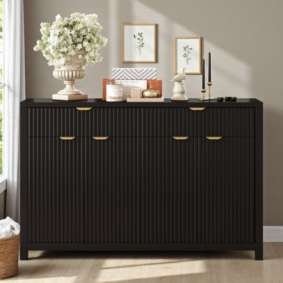 Lateasa Fluted Sideboard with Drawers, Doors & Adjustable Shelves