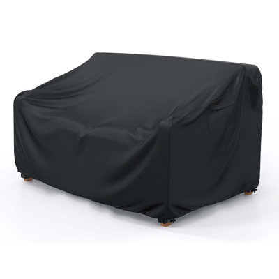 2-Seater Black Heavy Duty Waterproof Patio Sofa Loveseat Cover with Air Vent and Handles 60"W×34"D×30"H for Outdoor Furniture