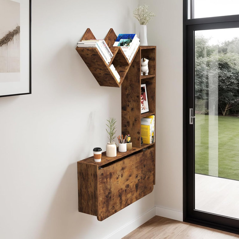 Bureau flottant Deprato, Brun rustique
