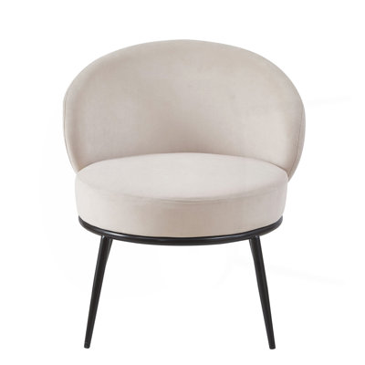 Chaise d'appoint ronde en velours, fauteuil rembourré de style moderne Mid-Century avec pieds en métal, chaise d'appoint confortable pour chambre à coucher