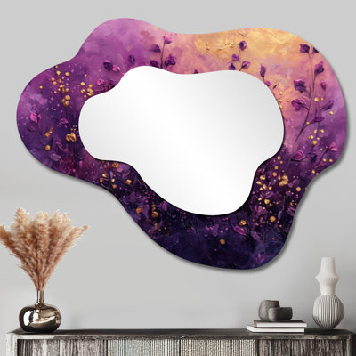 Dreamscape lavande foncée - miroir mural décoratif lavande nuage, miroir de coiffeuse traditionnel, imprimé sur métal